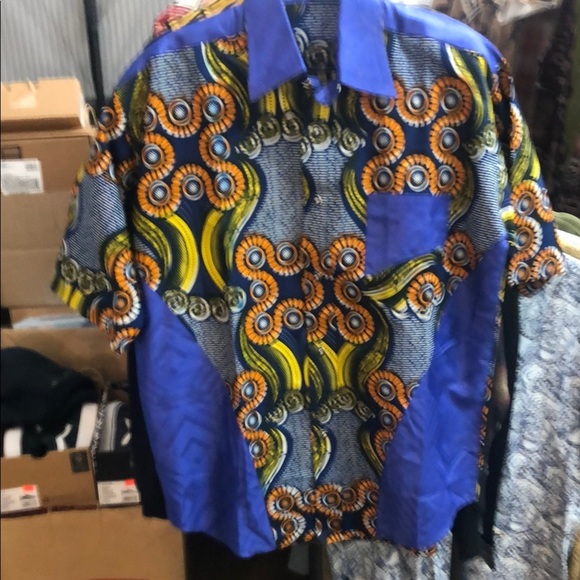 Source Unknown Royal Blue and Orange Casual Button Down Shirt - Picture 1 of 5
